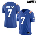 Women's Florida Gators #7 Luke Matthews NCAA Nike Blue Throwback Authentic Stitched College Football Jersey FBA7062UT